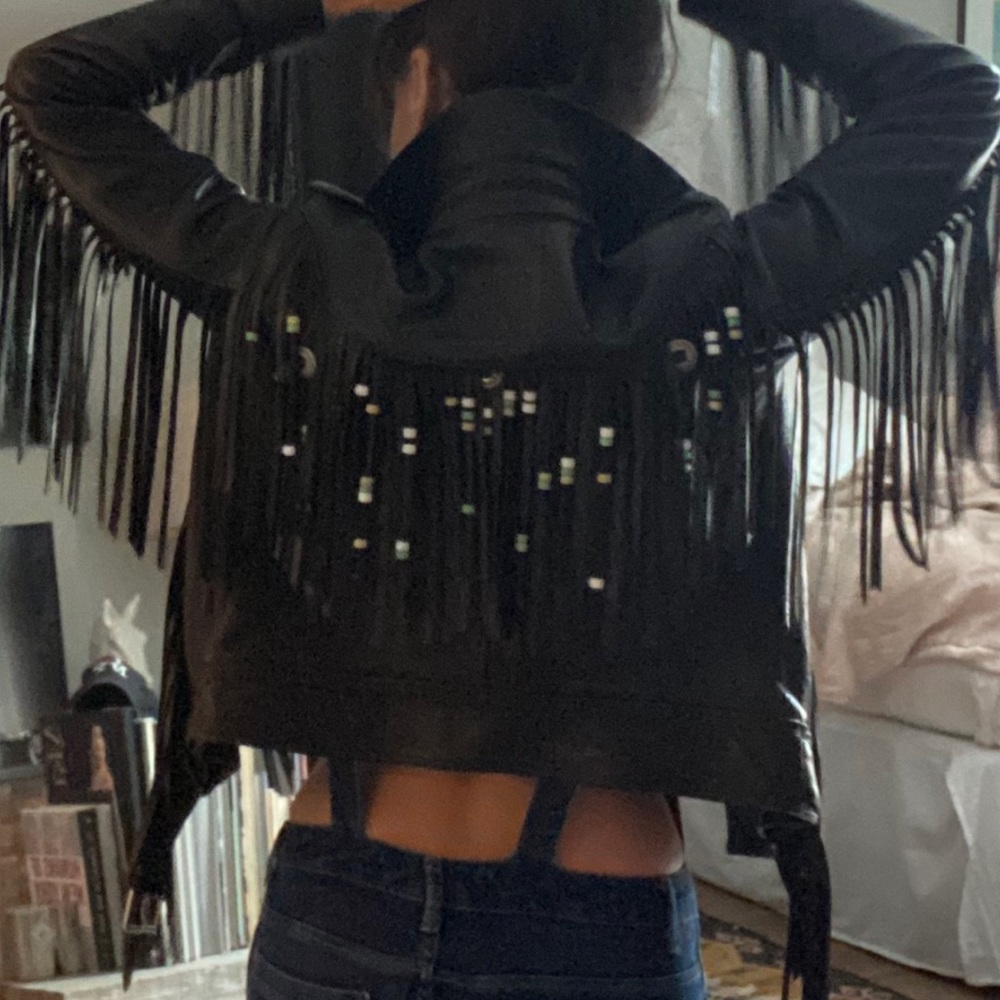 GUCCI Fringe Moto Jacket